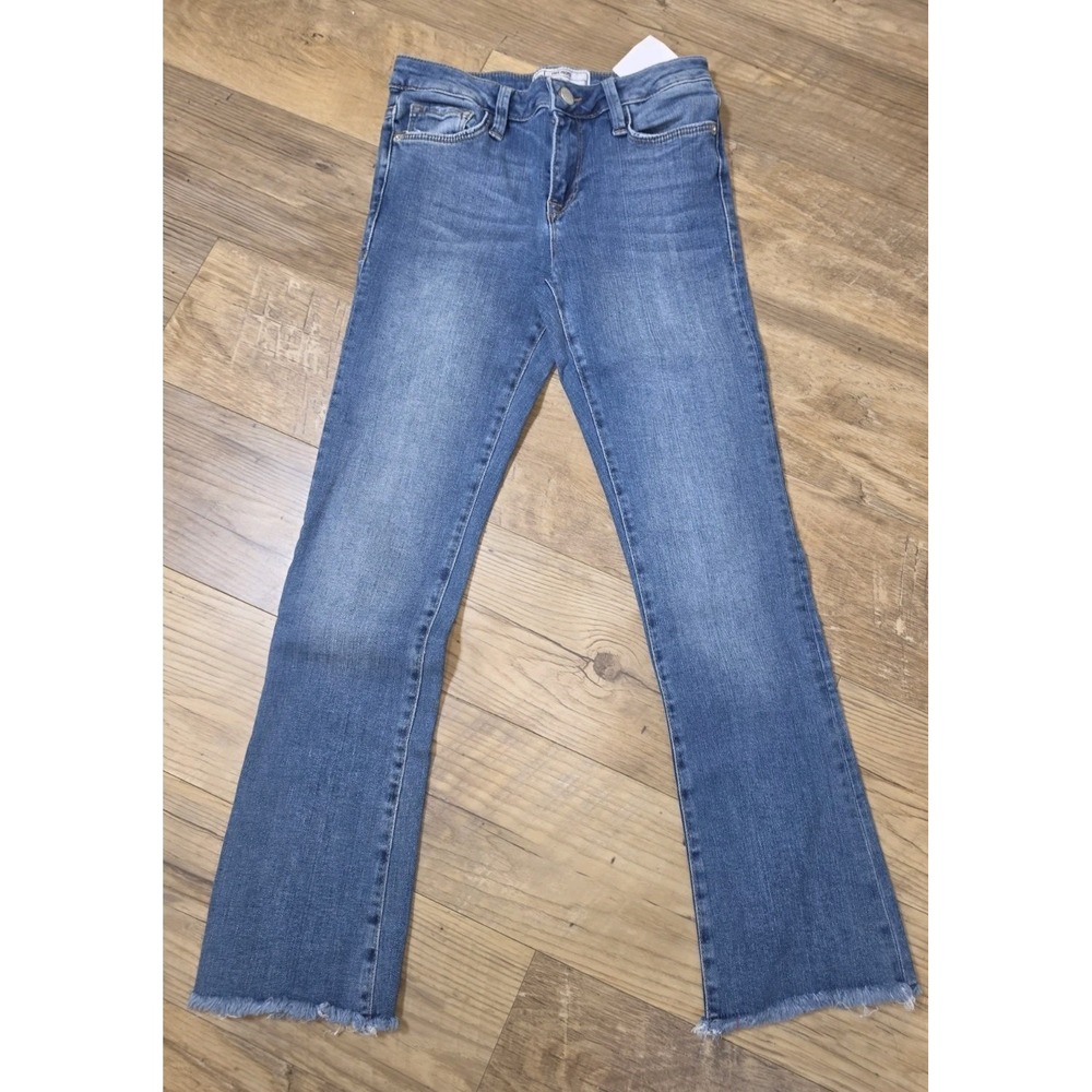 Free People Bootcut Jeans Womens 25x25 Blue Low Rise Medium Wash Raw Hem J44